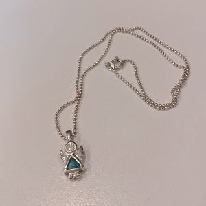 December Birthstone Guardian Angel Necklace - 925 Sterling Silver